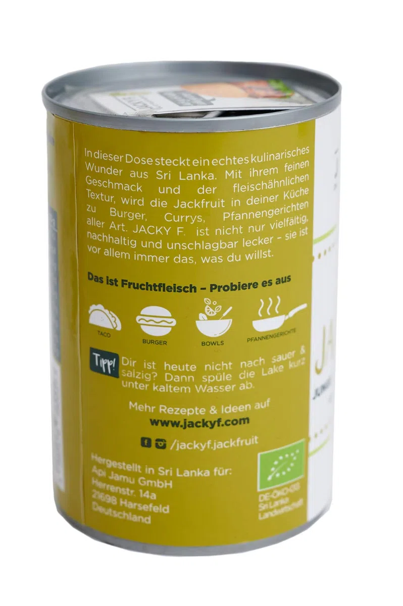 Jacky F. Bio Jackfruit, Junge Jackfrucht in Salzlake, 4er Pack (4 x 400 g Dose)