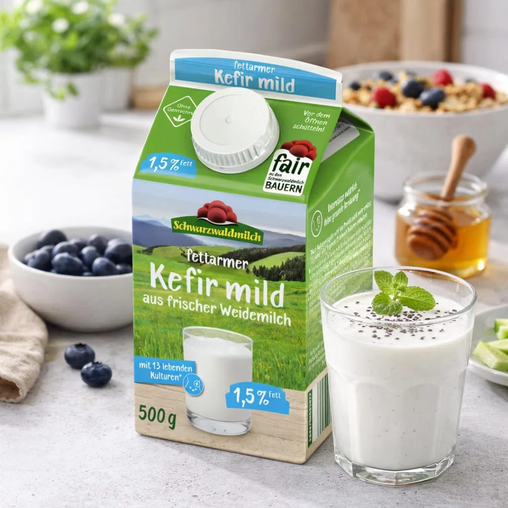 Schwarzwaldmilch - Weide fettarmer Kefir mild, 1,5%, 10 x 0,5L, natürliche Fermentation | powered by Fuduu.de
