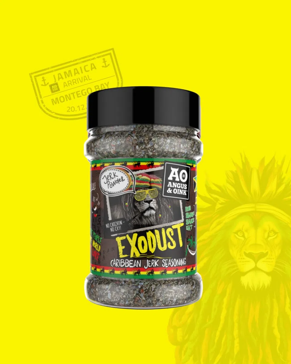 Angus & Oink Exodust Caribbean heißes Jerk -Gewürz | Perfekt für Ruck Chicken, Schweinefleisch, Fisch & mehr | Fruchtiges und würziges Salsa -Paarung | Glutenfrei, veganfreundlich | 230g