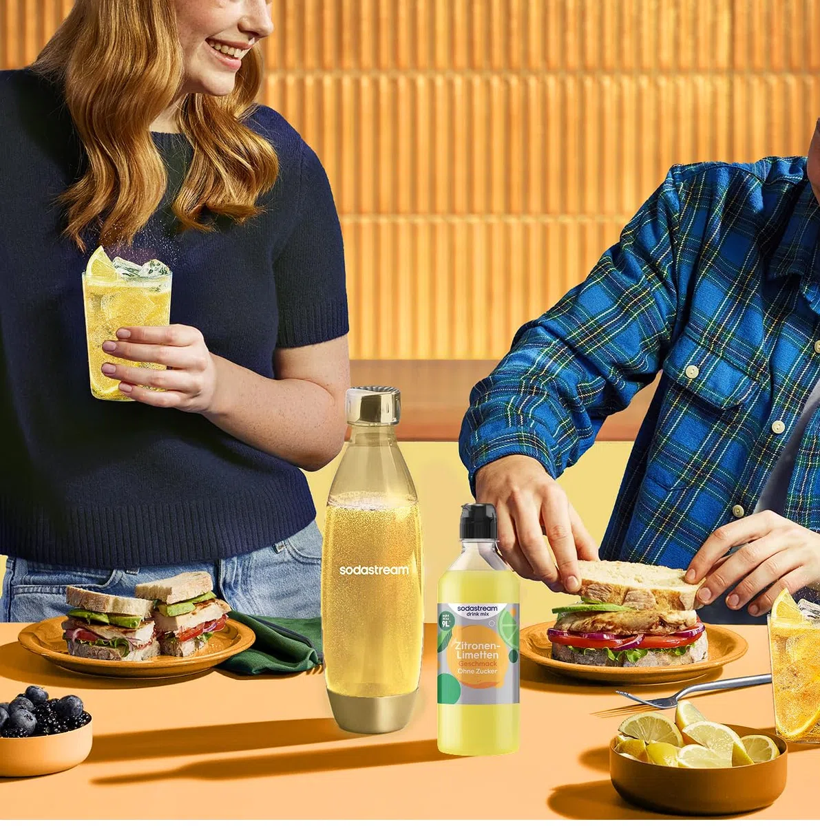 Sodastream drink mix Zitrone-Limette ohne Zucker – zuckerfreier Sirup für gesprudeltes & stilles Wasser, 4er Pack (4 x 440 ml),ergibt bis zu 9L Fertiggetränk