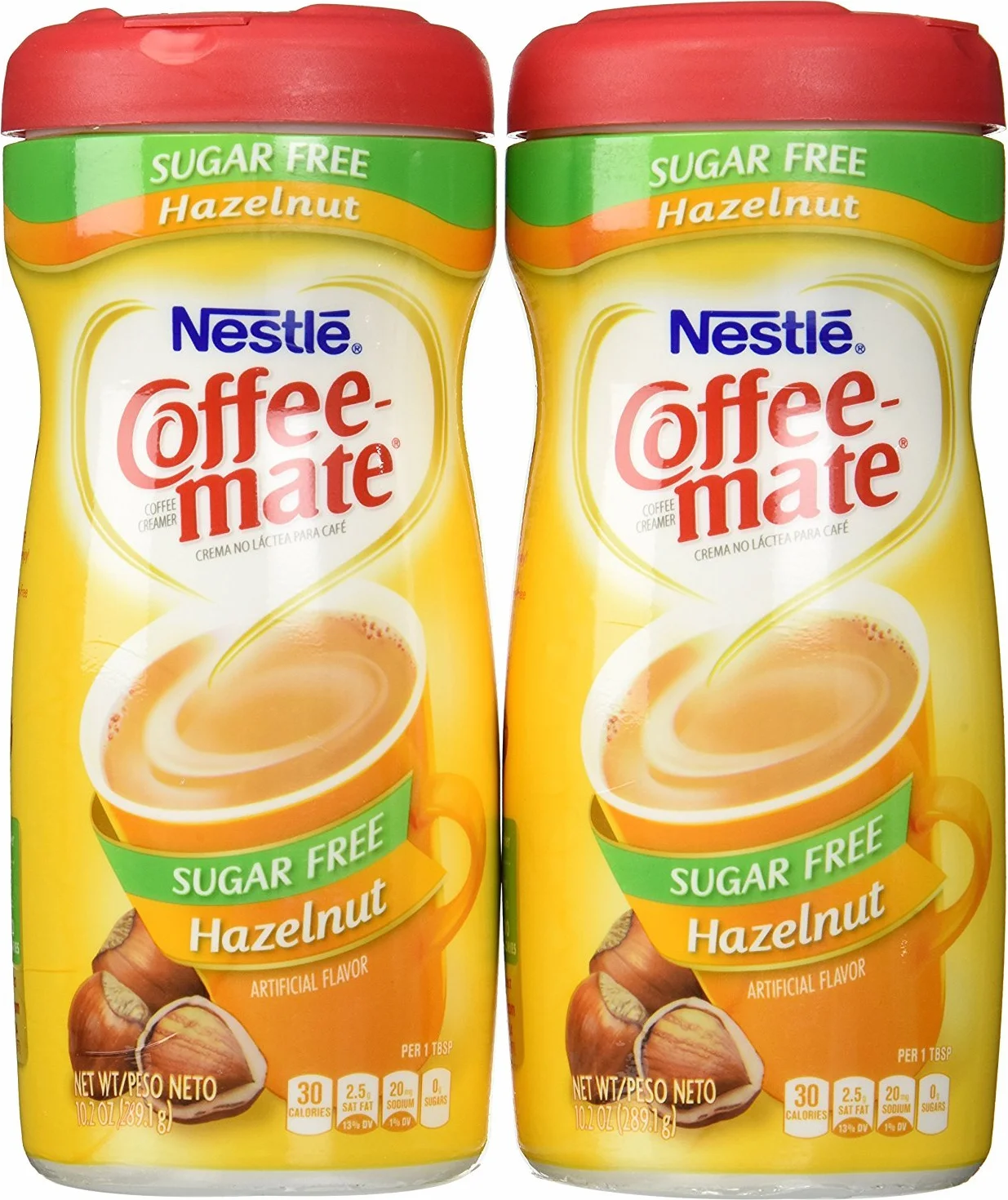 Coffee-Mate, Sugar Free Hazelnut, Powdered Coffee Creamer, 10.2oz Canister (Pack of 2) by Coffee-Mate