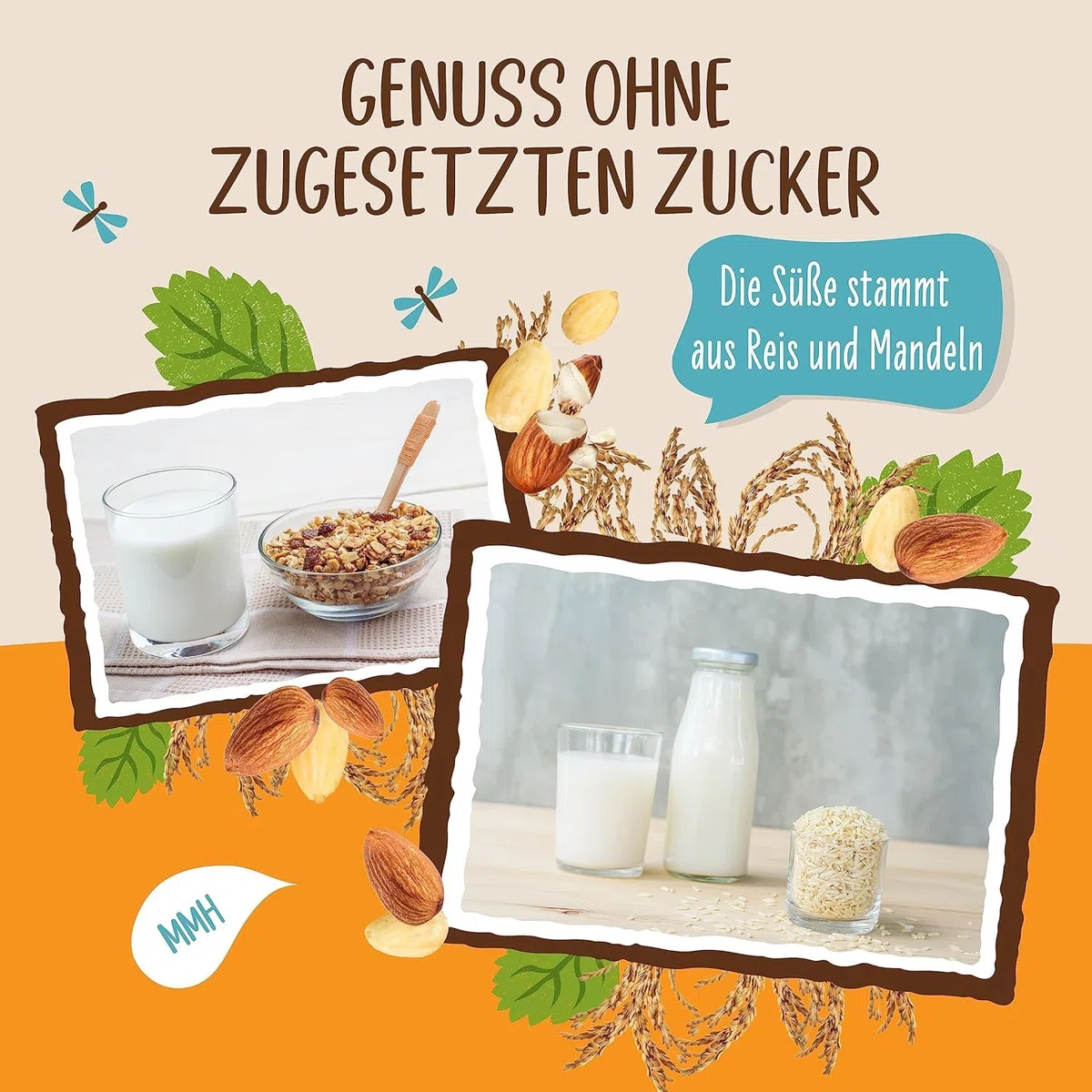 Allos Bio Reis Mandeldrink ungesüßt | Milchalternative aus Mandeln | Drink auf Pflanzenbasis | veganer Drink | ohne zugesetzten Zucker | vegan | laktosefrei | 1 Liter (6 Stück)