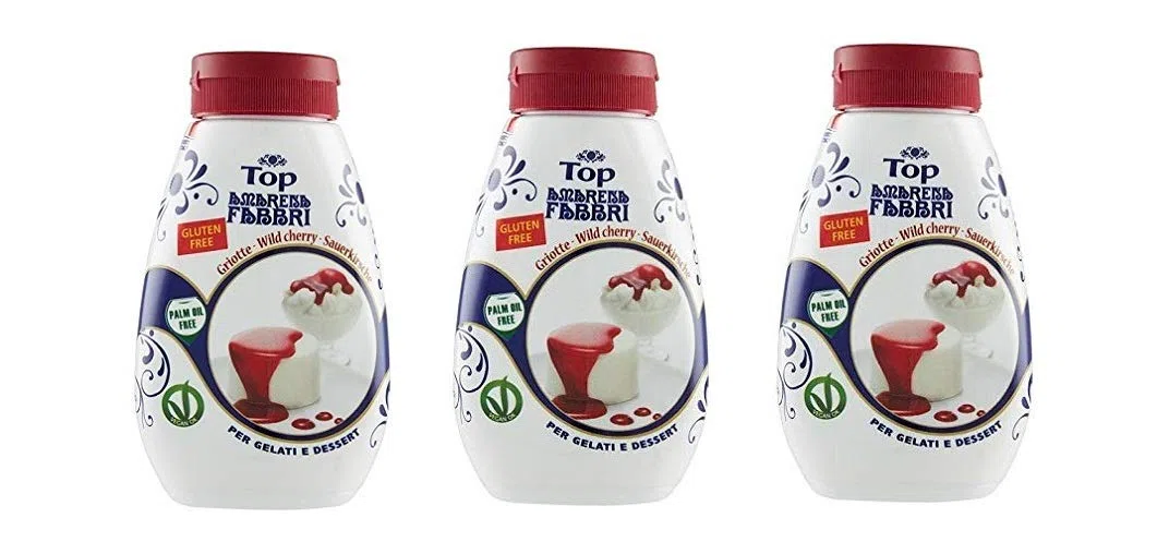 3x Fabbri gourmet sauce Topping Amarena schwarze Kirsche 225g Amarena süße Sauce zum Garnieren und Abdecken von Eis und Desserts