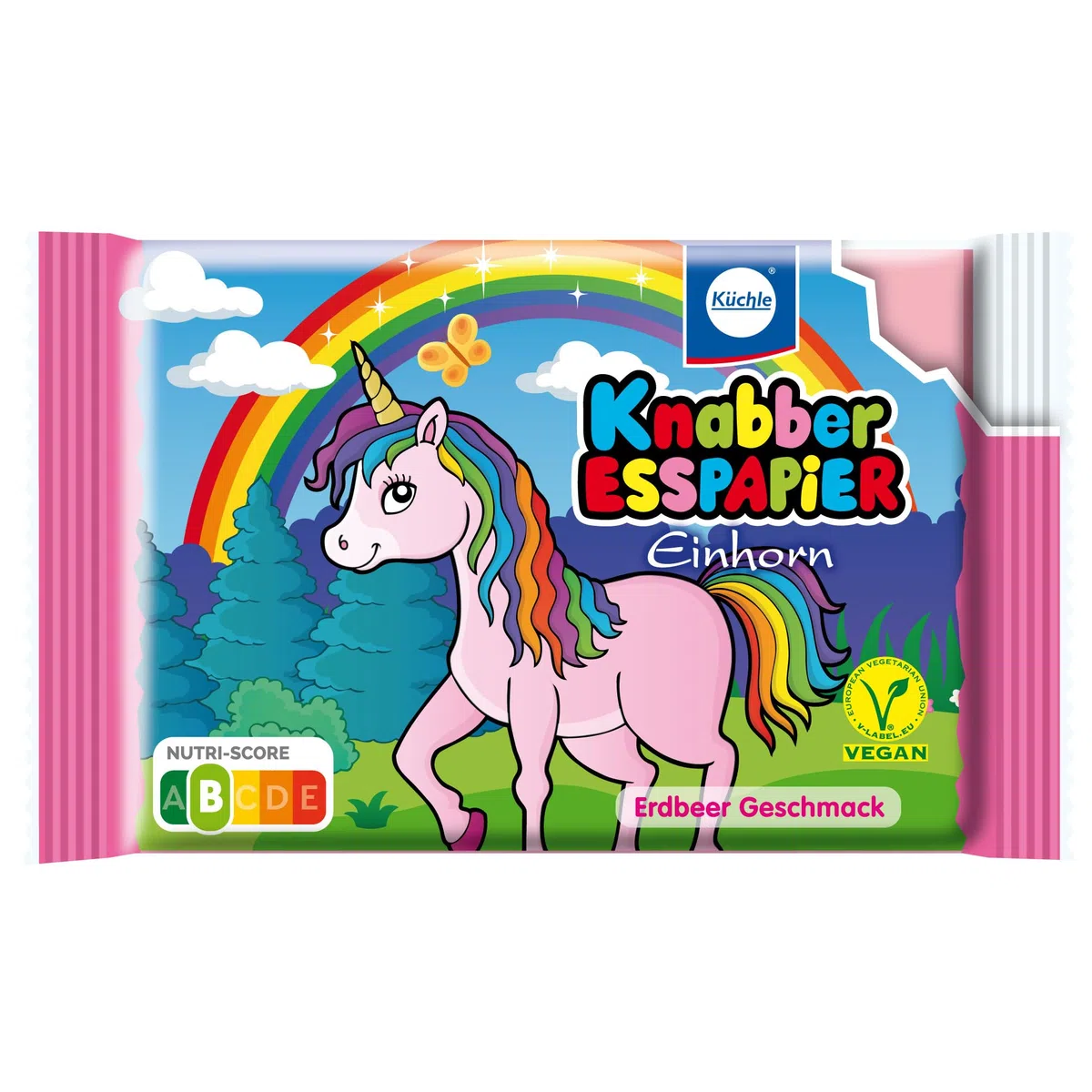 Küchle Knabber-Esspapier Einhorn-Edition 25g im 25er Vorratspack | Buntes Esspapier im Einhorn Traum | Knabber Spaß für Einhorn Fans | Kinder-Oblaten | Vegan | 25 x 25g