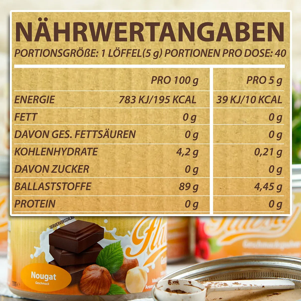Flavsty® Geschmackspulver Haselnuss - Veganes Geschmackspulver ohne Zucker - Aromapulver - Flavorpowder