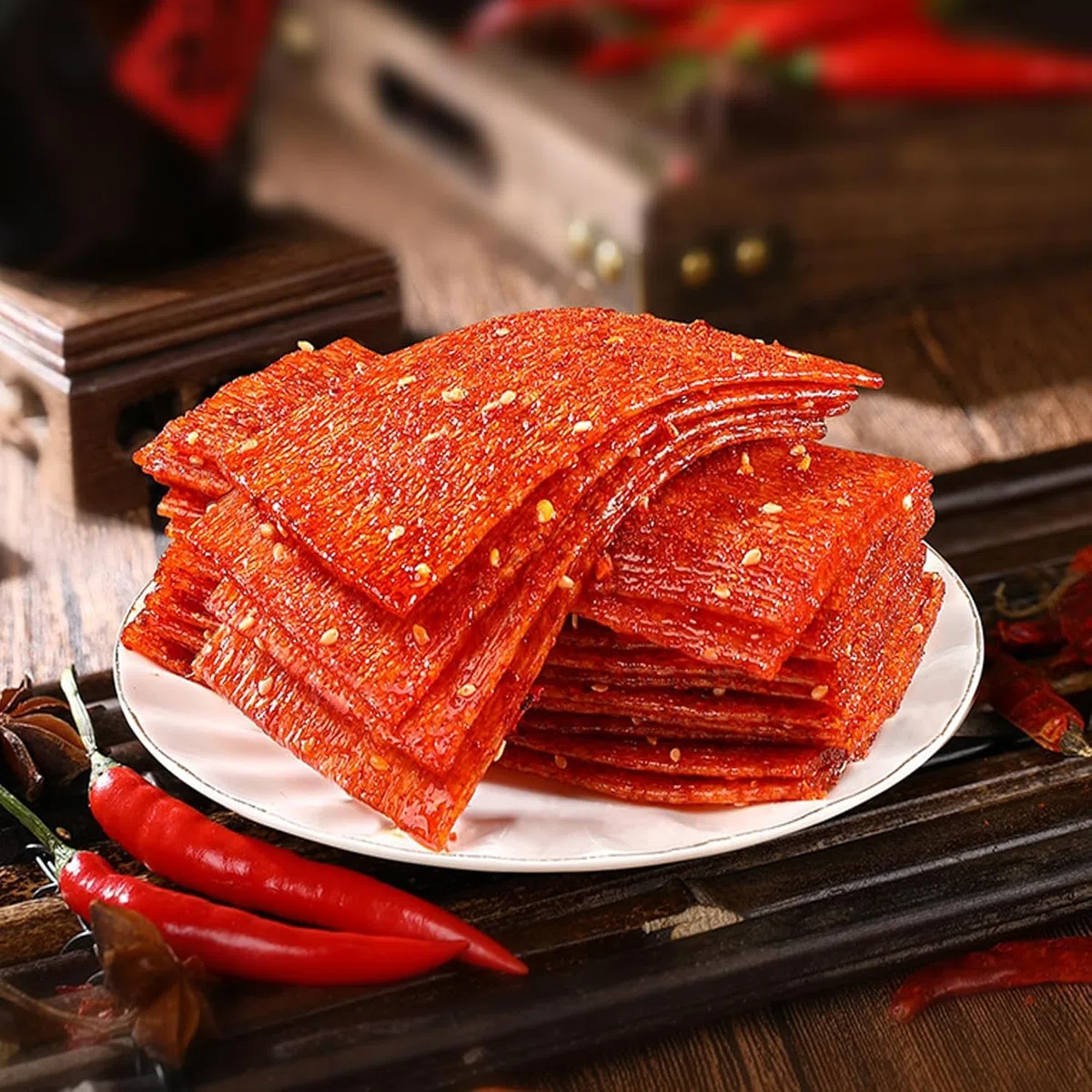 Latiao,Chinesische Snacks,Wurzig Gewurzte Snacks, 70g wurzige Streifen,Lassiger Snack,Duftendes scharf, Individuelles Paket (6 Packungen)