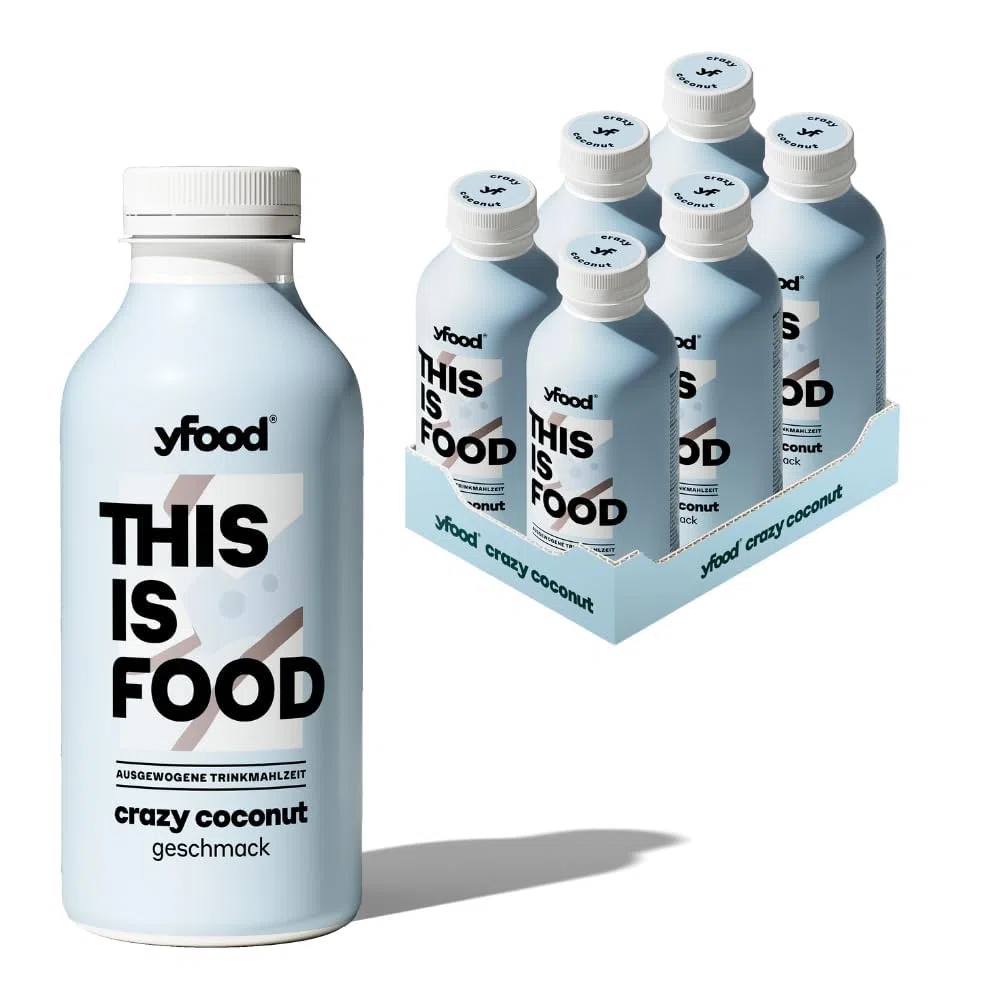yfood Drink Crazy Coconut, Leckere Trinkmahlzeit für unterwegs, THIS IS FOOD Drink, 33g Protein, 26 Vitamine und Mineralstoffe, 6 x 500ml, Geschmack Kokosnuss, inkl. 1,50 € Pfand