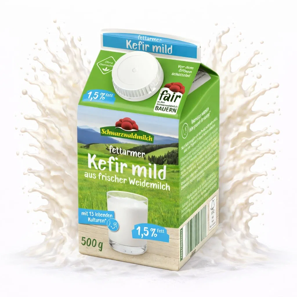 Schwarzwaldmilch - Weide fettarmer Kefir mild, 1,5%, 10 x 0,5L, natürliche Fermentation | powered by Fuduu.de