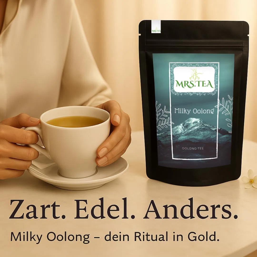 Mrs. Tea Milky Oolong Tee | Premium Oolongtee mit Grüntee Charakter, Halbfermentierter Grüner Tee Lose | Cremige Milchnote | Chinesischer Oolong Tea 90 g